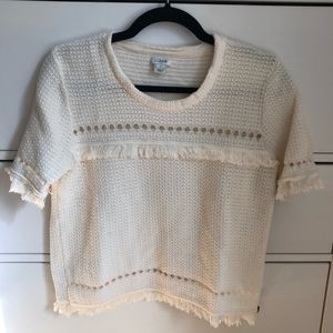 J. Crew Short Sleeve Fringe Sweater Tee